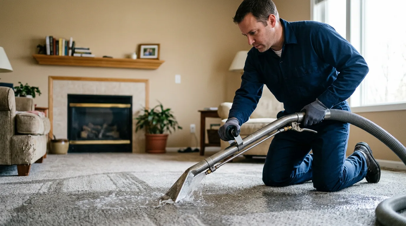 Water damage restoration technician working near Ringle, WI